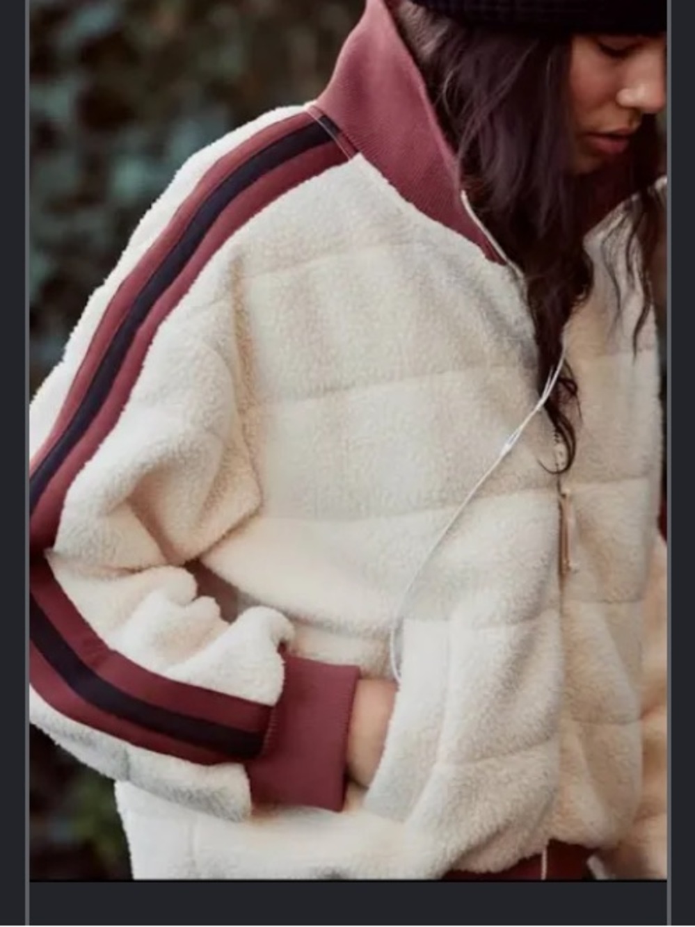 NWOT FP MOVEMNT fleecy Sherpa pippa Cream Track Jacket size XS-M